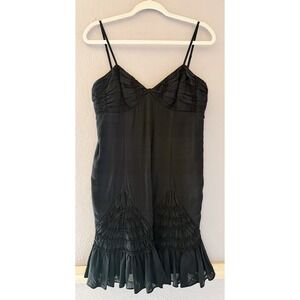 Max Studio Y2K Whimsigoth Grunge Goth Navy Black Silk Blend Dress Size Small